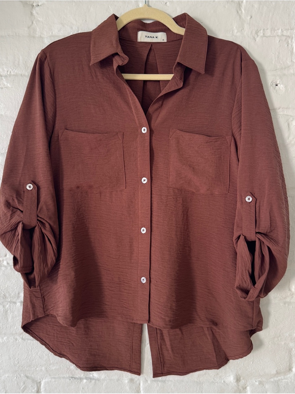 Yana K Rust Button Down High Low Tunic Shirt Women’s Medium